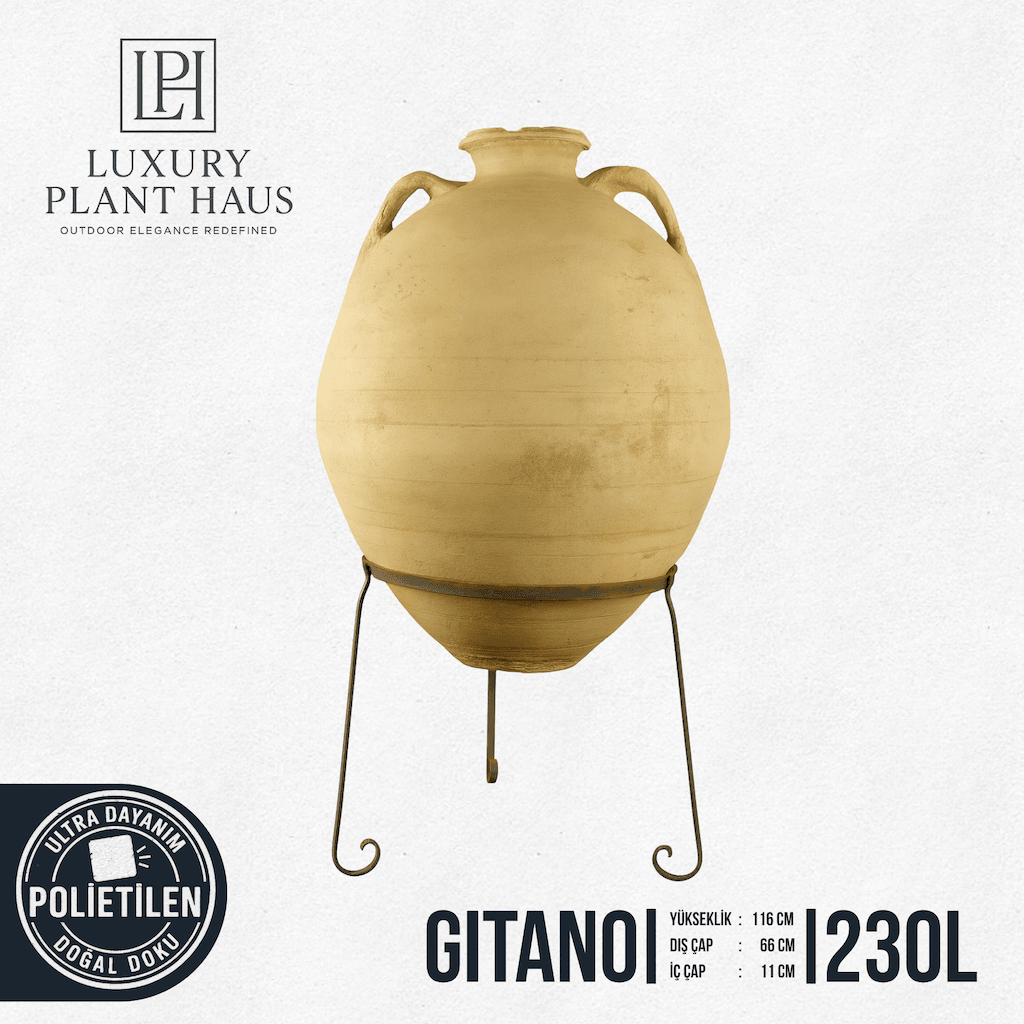 GITANO Ayaklı Amfora Dekoratif Bahçe Saksısı (230L)